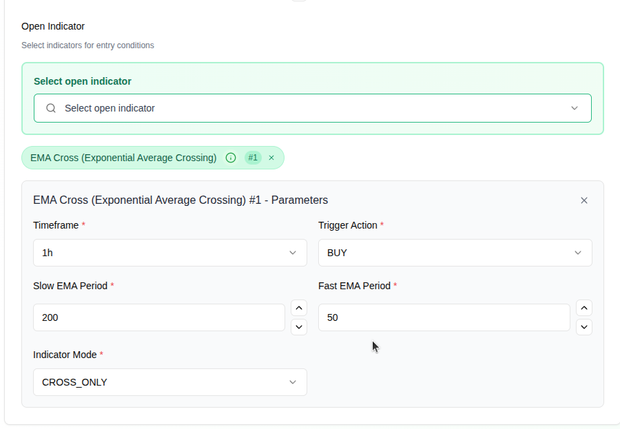Индикатор выбран